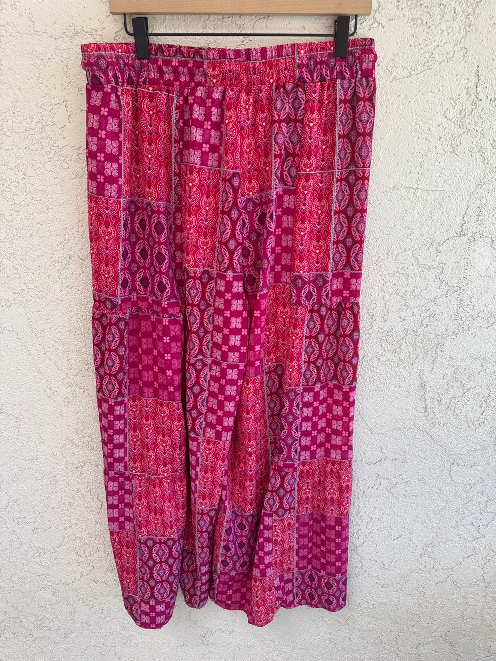 Pink Patchwork Wide-Leg Lounge Pants size XL - Picture 4 of 5
